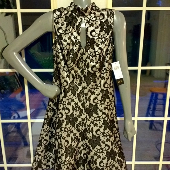 Jax Dresses & Skirts - Jax Dress, Silver with Black Lace Underlay,